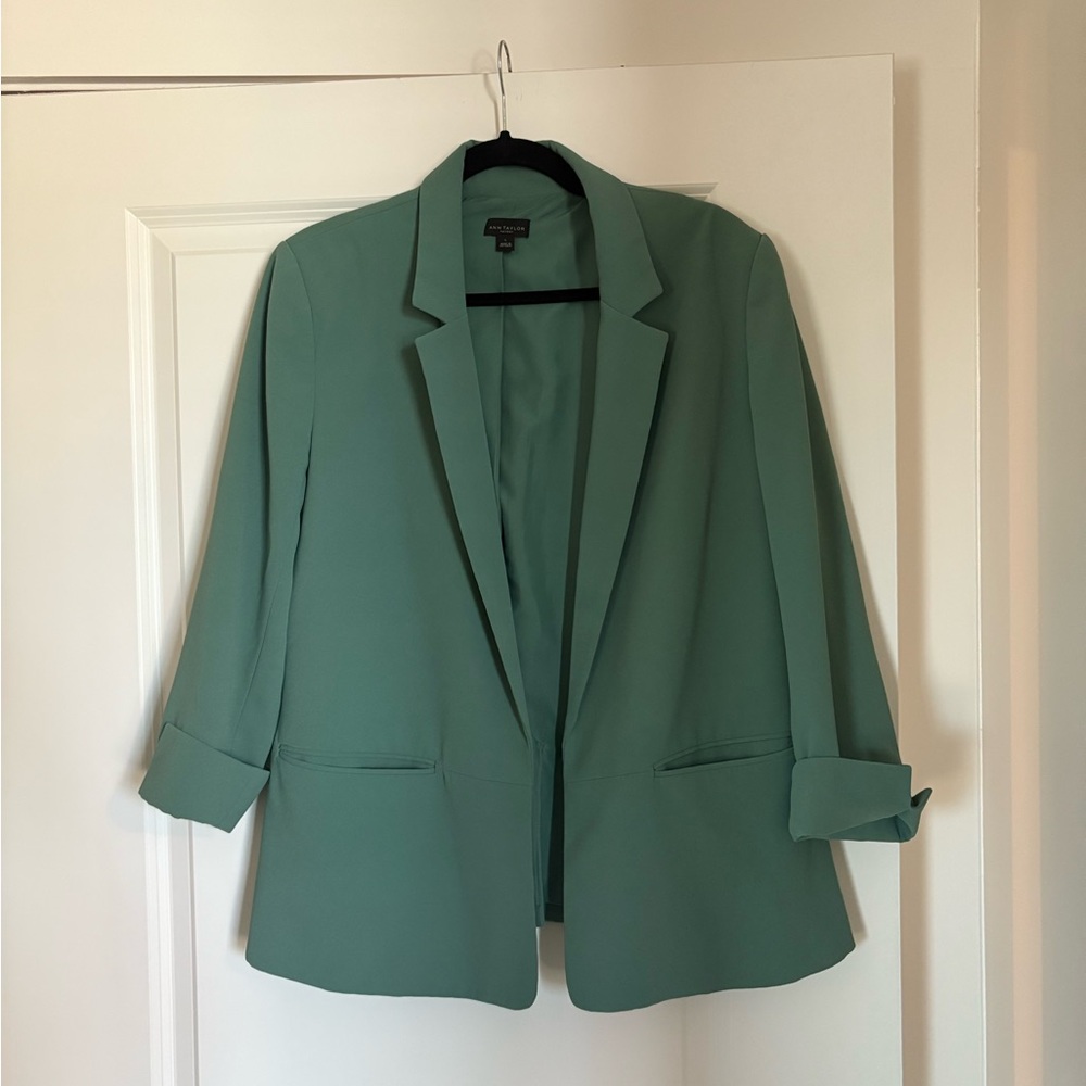 Ann Taylor Green Blazer Professional Suit Jacket